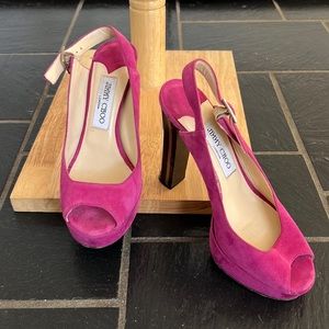 JIMMY CHOO | Suede Magenta Heels